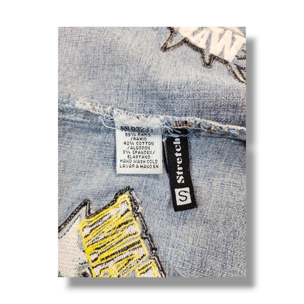 Vintage Street Vibes All Over NBA Patch Denim Trucker Jacket Women's Small - Picture 7 of 8